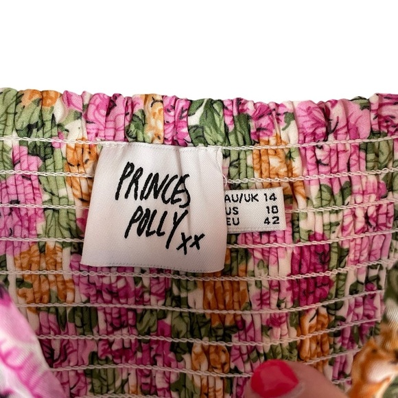 Princess Polly Pink Floral Print Lace Trim Maxi Dress size 10 - Picture 5 of 9